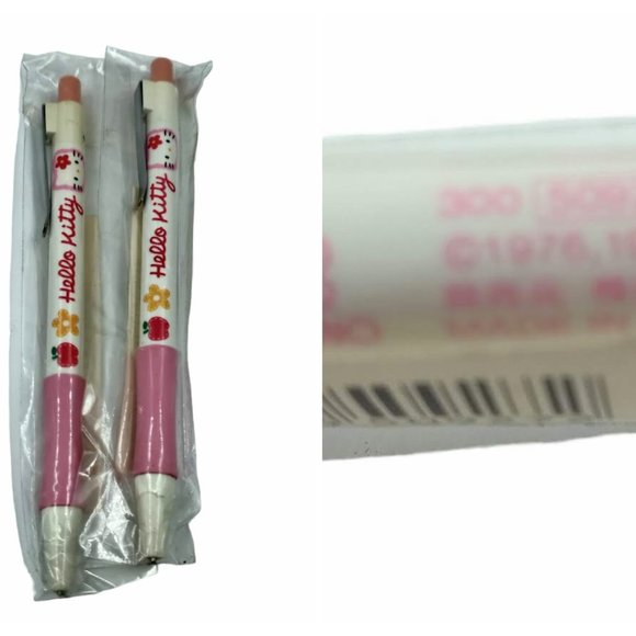 Vintage 1990's Hello Kitty Sanrio Pencil Cup Wooden Mechanical Pencils Eraser - Picture 5 of 11